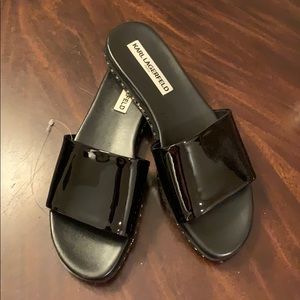 Karl Lagerfeld Black Patent Leather Sandals